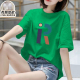 上衣家居服外穿 字母印花宽松百搭打底衫 带胸垫款 睡衣女夏纯棉短袖