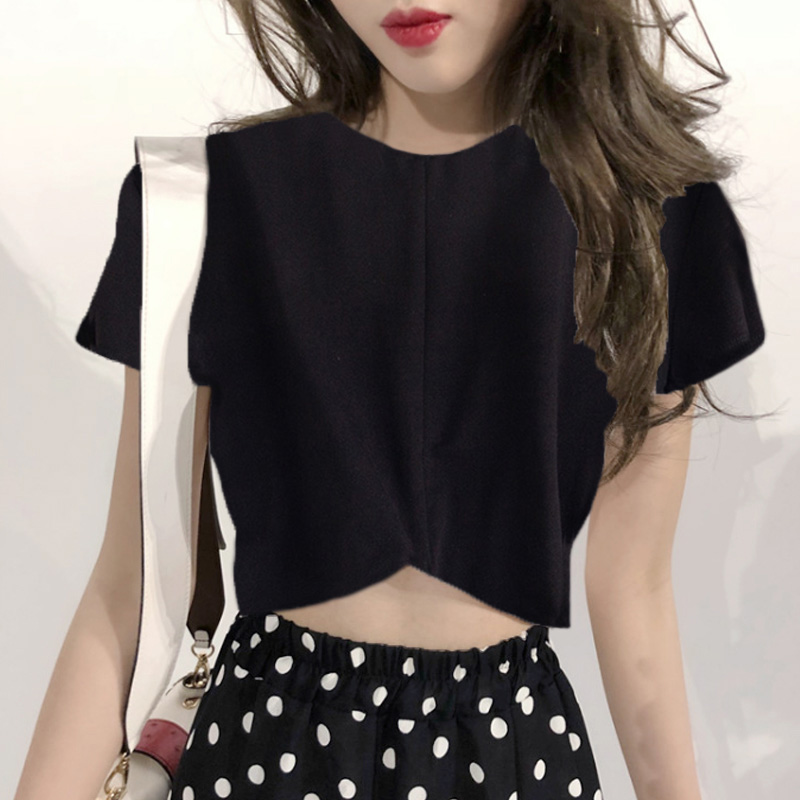 短袖纯欲甜辣棉女紧身设计感小众