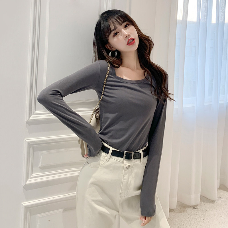 网红紧身纯棉女百搭长袖韩版体恤