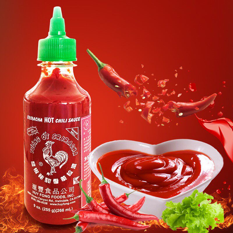 现货美国进口红公鸡汇丰是拉差甜辣椒酱拌饭sriracha蒜蓉辣酱255g