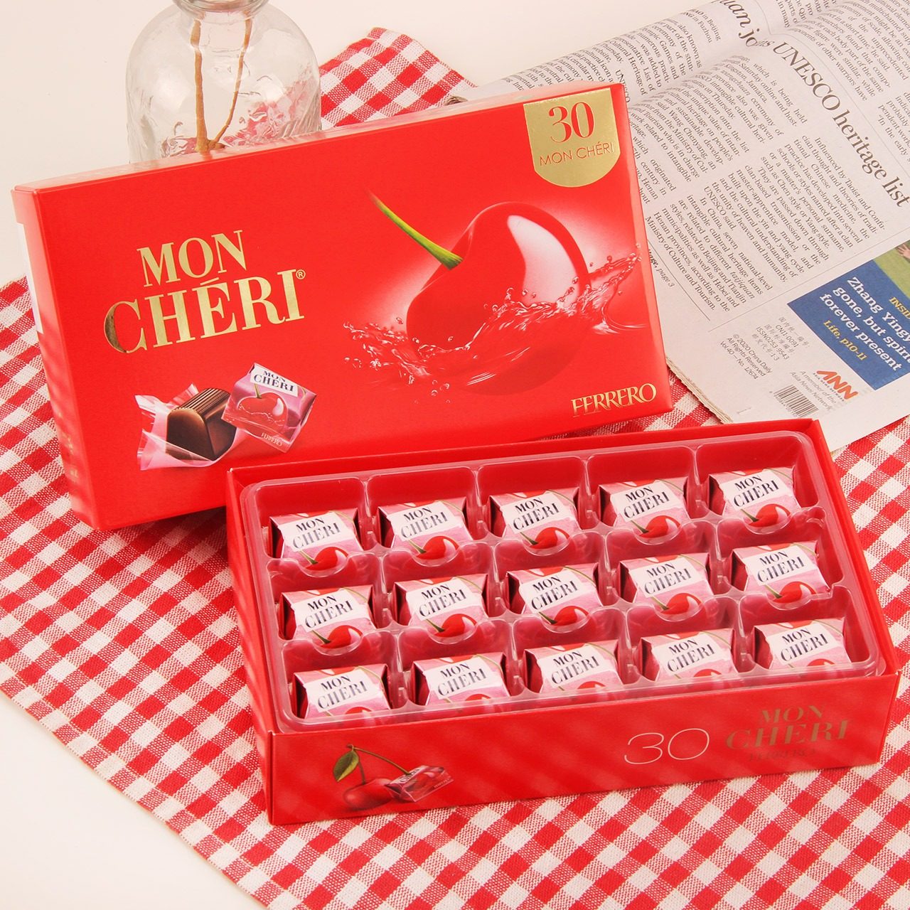 德国原装进口蒙雪丽樱桃酒心巧克力30粒婚礼盒装生日情人节礼物