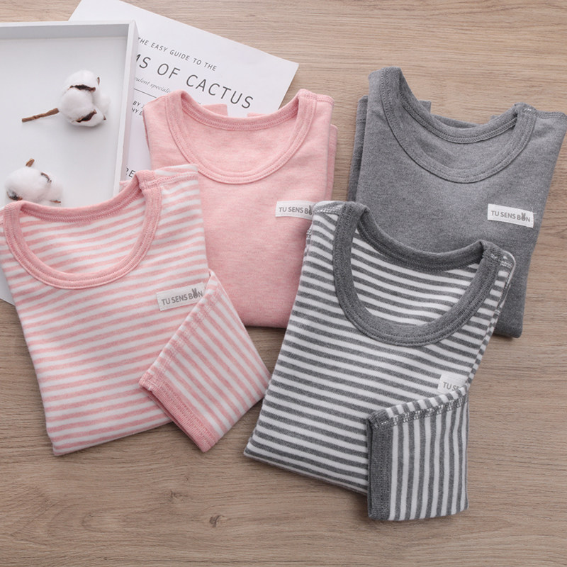 儿童秋冬打底中厚长袖磨毛无骨t恤男童女童保暖纯棉内衣圆领条纹,童装/婴儿装/亲子装,T恤,淘宝优惠券,粉丝福利购,淘宝优惠卷