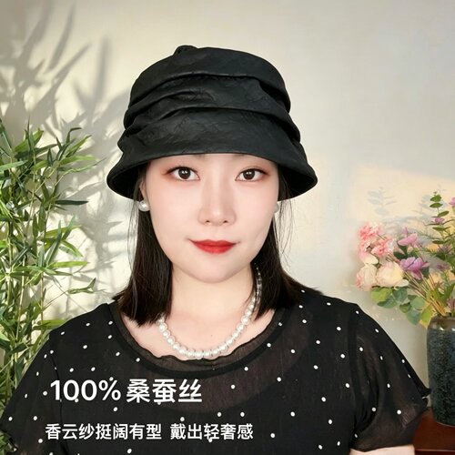 100%桑蚕丝香妃帽遮白发四季可戴