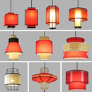 中式 灯 宴会厅红吊灯餐饮火锅店灯笼简约藤艺餐厅民宿酒店竹编日式