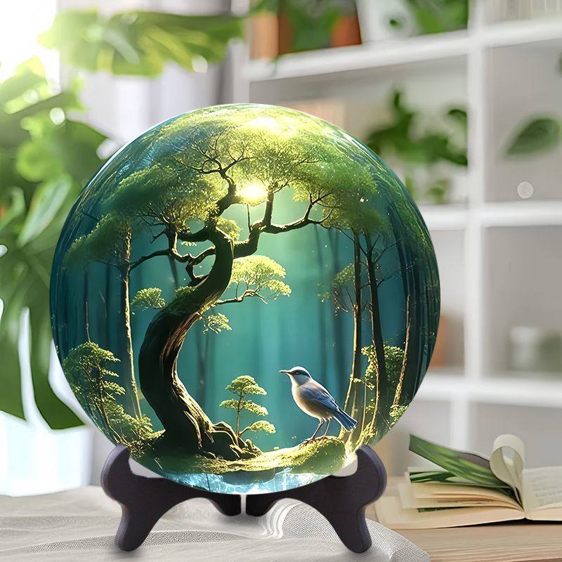 唯美意境治愈风景水晶圆盘摆件家用房间书房客厅桌面摆台装饰新款,家居饰品,相框/画框,淘宝优惠券,粉丝福利购,淘宝优惠卷