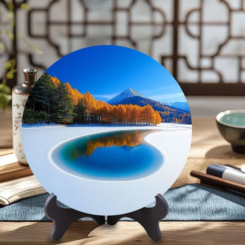 冬季雪山湖水清静卧室摆台唯美治愈系风景画客厅入户玄关鞋柜摆件,家居饰品,相框/画框,淘宝优惠券,粉丝福利购,淘宝优惠卷