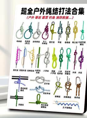 户外绳结打法大全装饰画相框露营攀岩救援绳结图解野外生存科普