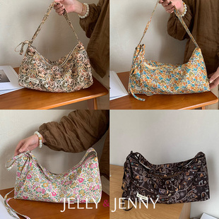 钻石星空liberty法棍包女单肩小众设计感帆布袋斜跨包包B16