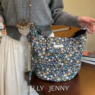 黄昏之星小众设计翻盖水桶包女单肩通勤托特包liberty碎花B36