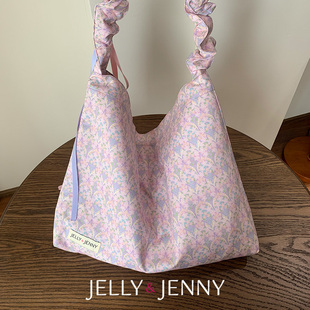 龙船花小众设计荷叶边单肩包高级感托特包斜跨通勤女