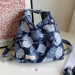 绣球花小众帆布包女高级托特包单肩斜跨双肩多功能包包B28