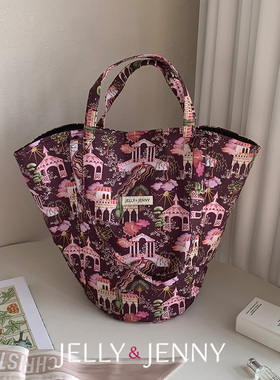 奇幻逸想地红小众手拎水桶包女单肩大容量托特liberty碎花B11