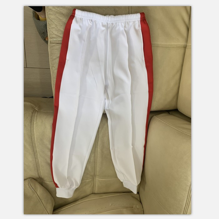 北京锦秋学校上同款纯棉春秋款白色校服裤宽大红杠冬季加绒长裤子