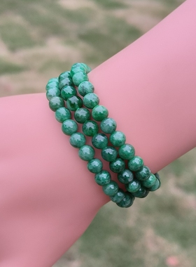 卡5.8mm辣绿色翡翠项链手链天然缅甸翡翠A货圆珠108颗送证书