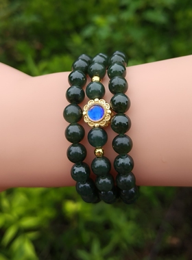 天然翡翠新款女手链手串长串首饰玉器女友玉石缅甸7.1mm86颗圆珠