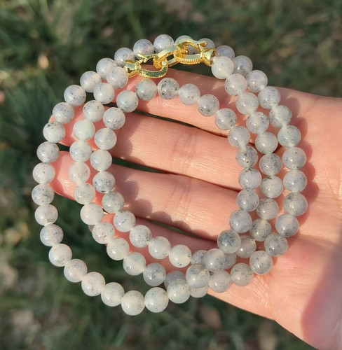 卡7mm冰乌鸡翡翠项链手链天然缅甸翡翠A货玉石圆珠85颗送证书