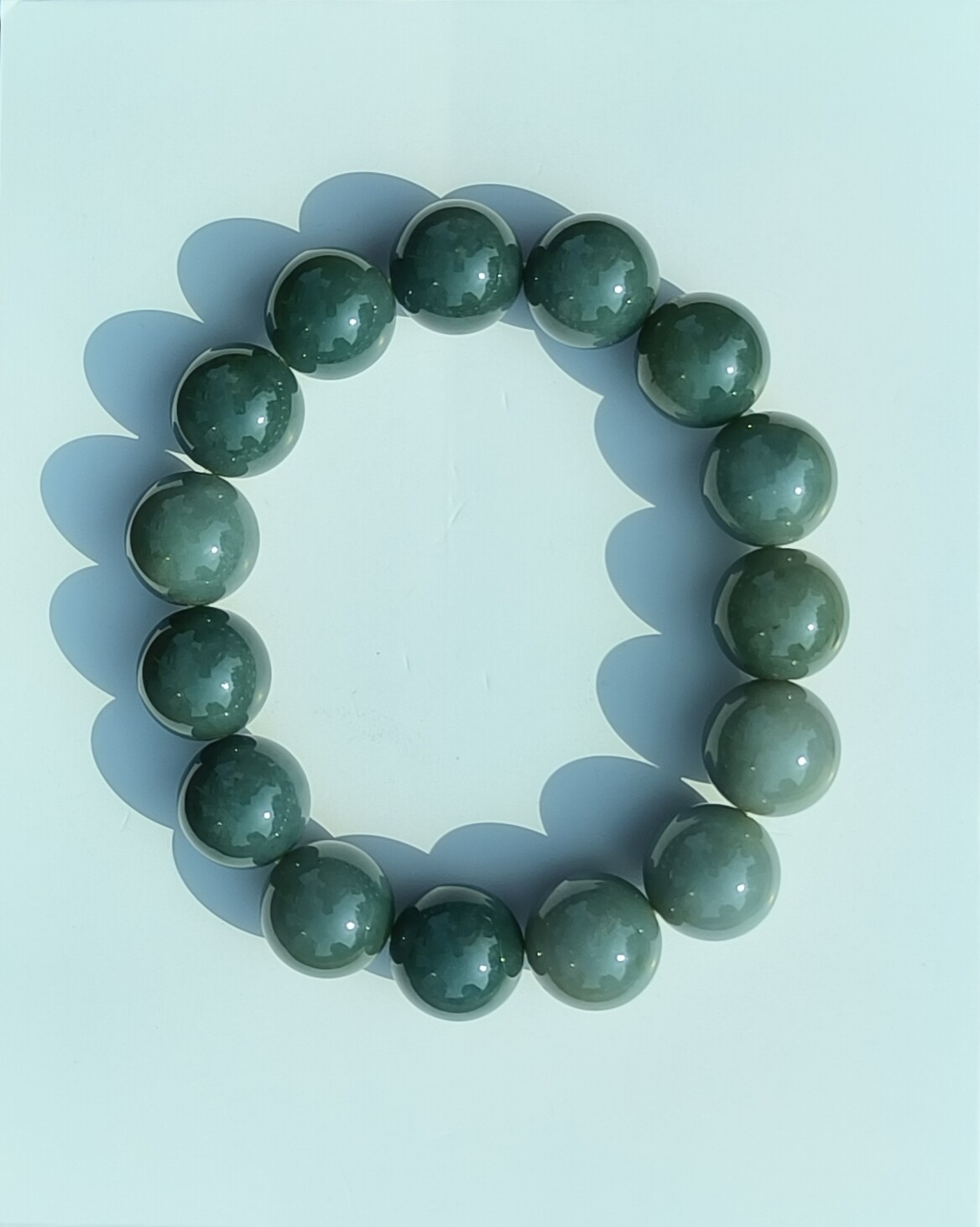 纯天然正宗缅甸翡翠A货烟紫色满色玉石手链手串男女14mm15颗