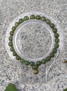 天然缅甸翡翠手串冰秋香圆珠玉石手链时尚卡6.5mm30颗女公主年轻