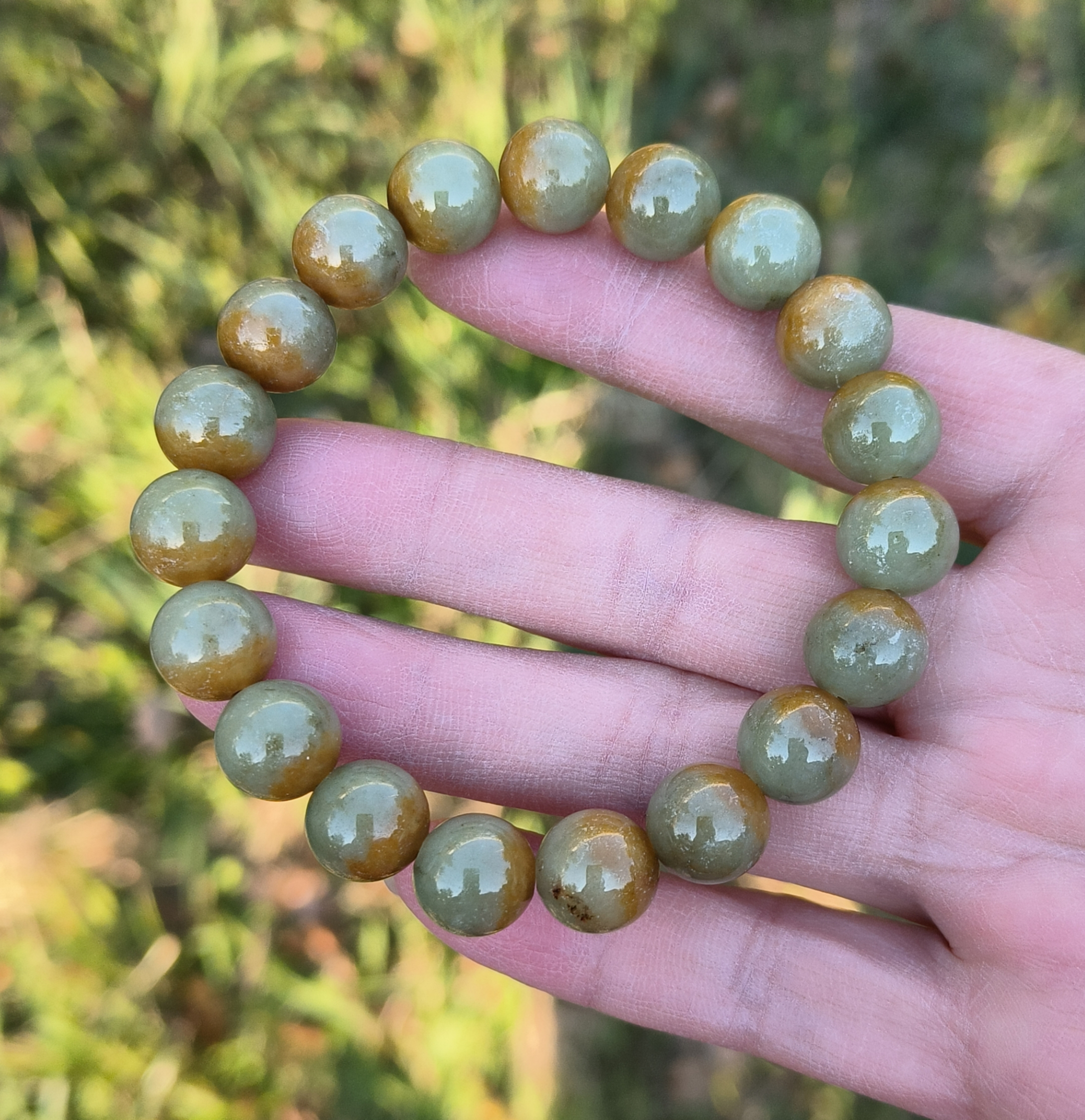 卡11mm黄鸳鸯聚宝盆翡翠手串手链天然缅甸翡翠A货玉石19颗送证书