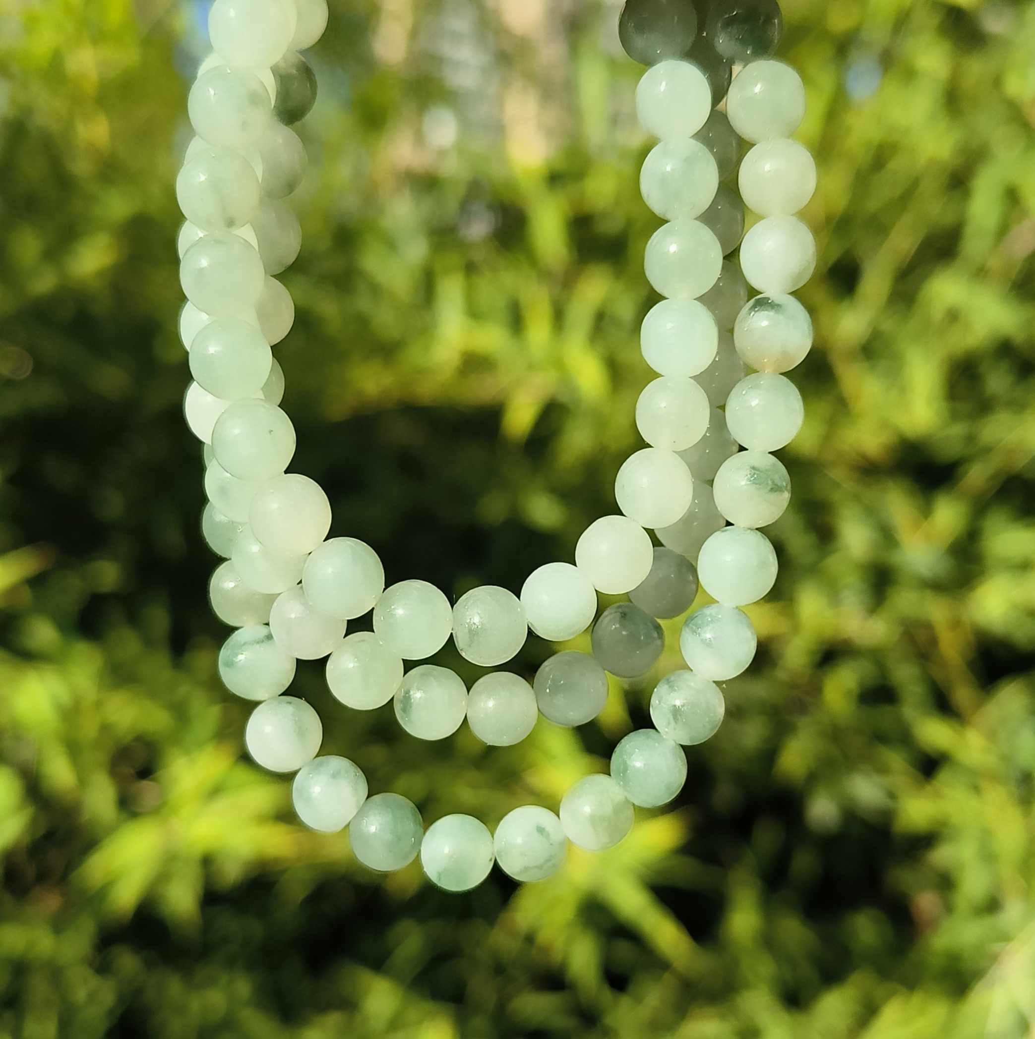 卡6.6mm晴底飘花翡翠项链手链天然缅甸翡翠A货玉石圆珠91颗送证书