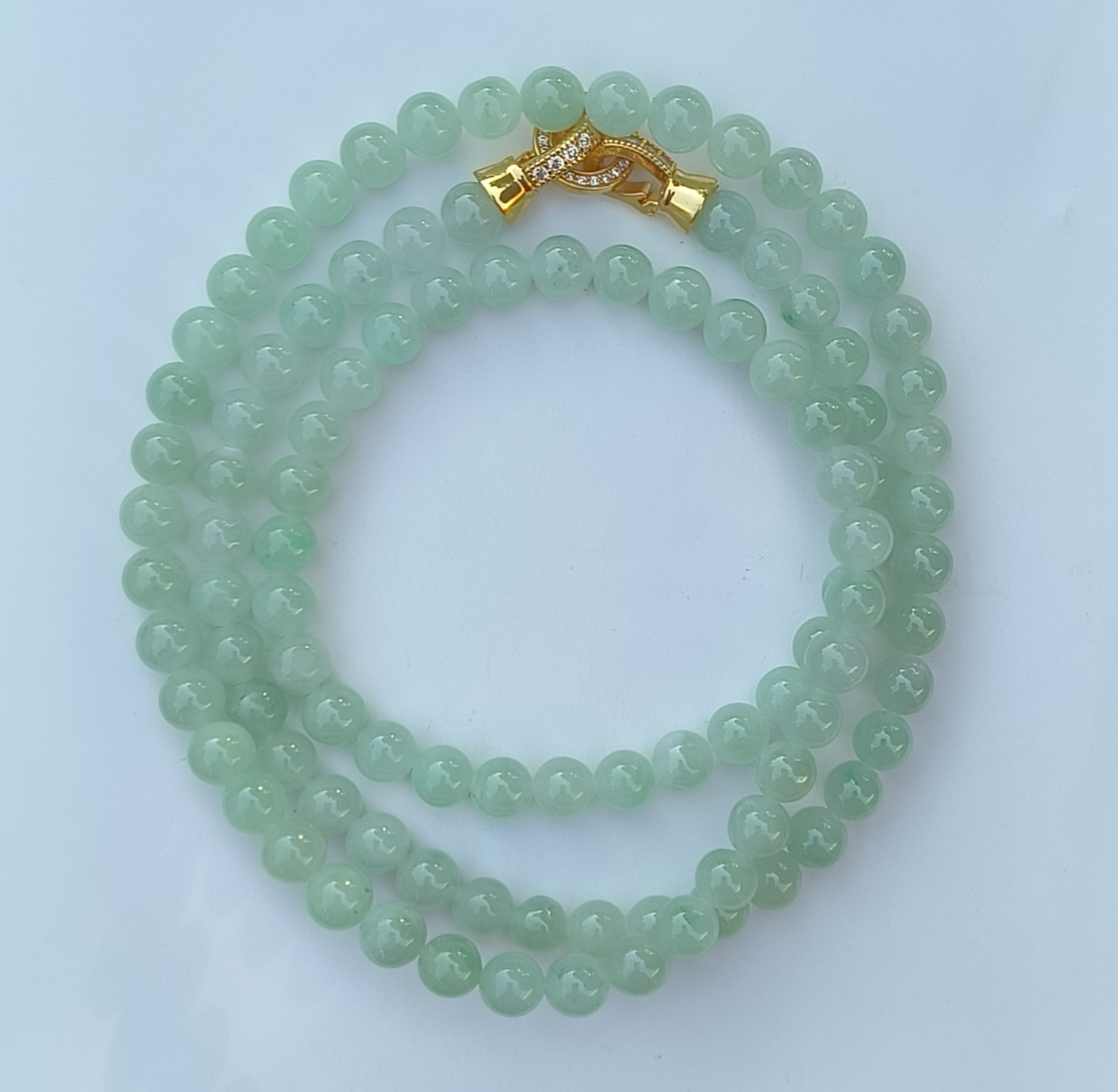 卡6mm晴绿色翡翠项链手链天然缅甸翡翠A货玉石圆珠102颗送证书