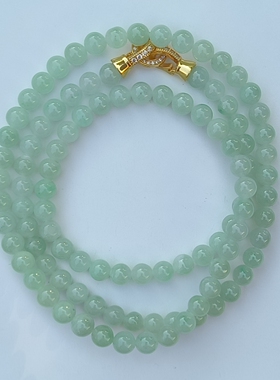 卡6mm晴绿色翡翠项链手链天然缅甸翡翠A货玉石圆珠102颗送证书