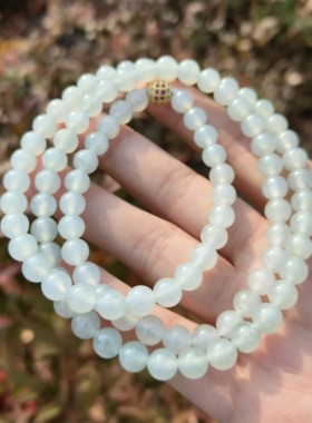 卡7.2mm冰种翡翠项链透绳冰胶纯天然缅甸翡翠A货95颗