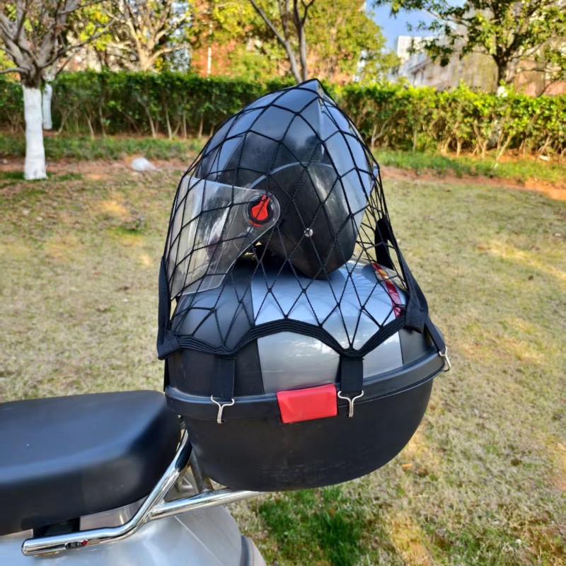 新踏板摩托车电动车后备箱固定头盔网兜收纳车载储物网兜配件
