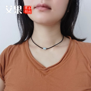 珠珠项链手工编织本命年玉珠路路通红色锁骨项链吊坠细款绳子