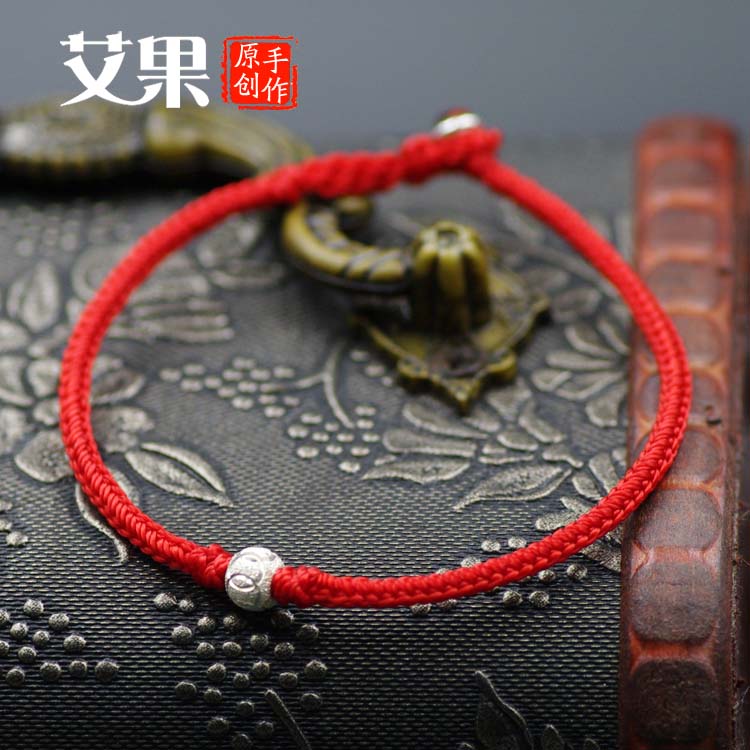 原创民族风手工八股红绳手链