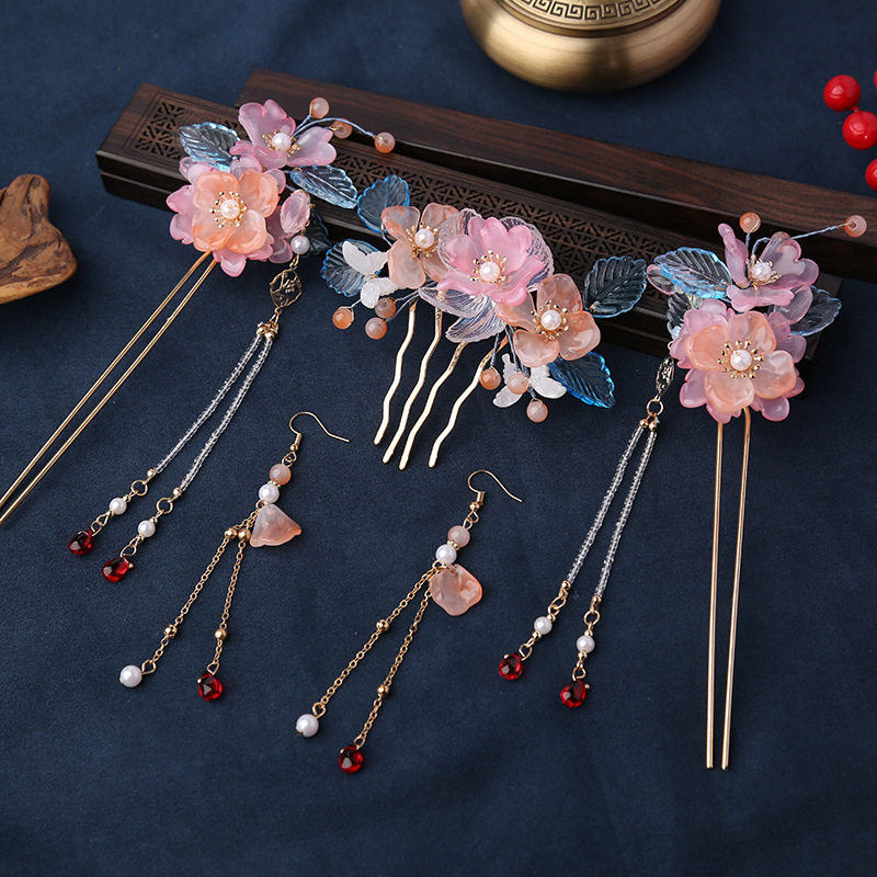 原创汉服头饰超仙步摇流苏发簪套装古风饰品盘发簪子插梳古装发饰