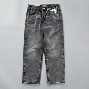 烟灰色直筒宽松牛仔裤 男 微阔直筒牛仔裤 398秋冬加厚款