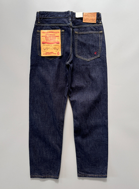 5019搭配红翼c帅 14oz靛蓝染牛仔裤红边赤耳丹宁合身直筒牛仔裤男