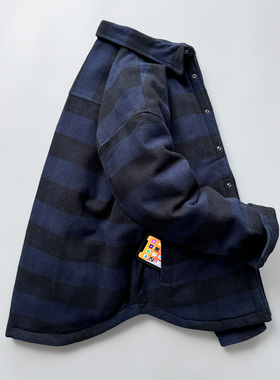 0849一件过冬又巨帅！加厚复古磨毛格子衬衫羽绒服外套男80白鸭绒