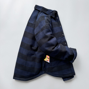 0849一件过冬又巨帅！加厚复古磨毛格子衬衫羽绒服外套男80白鸭绒