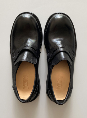 A5009-12内外全马皮固特异真皮一脚蹬厚底圆头皮鞋男休闲德比皮鞋