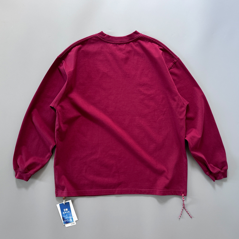 喜欢重磅T恤的来！beams平替小红绳长袖T恤纯棉重磅小领口宽松t恤