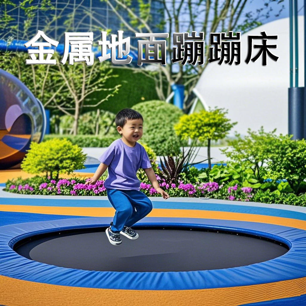 户外埋地蹦床景区公园幼儿园儿童网面圆形弹跳蹦床游乐设备定制
