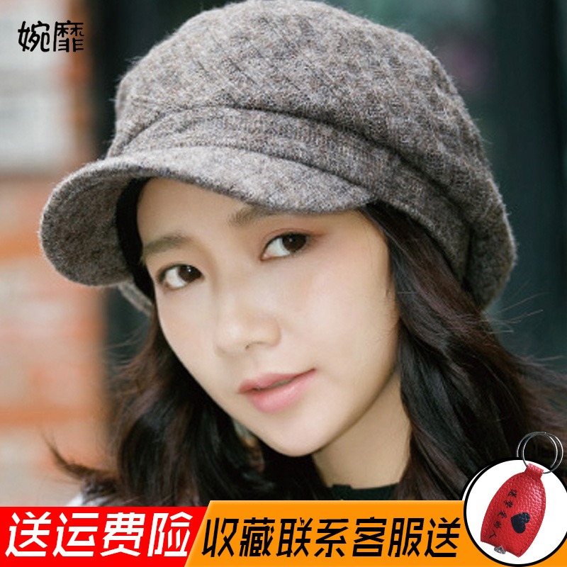 帽子女冬天韩版潮贝雷帽女士英伦鸭舌帽秋冬季八角女韩国