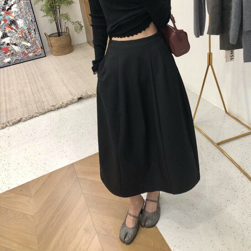 2026法式优雅垂坠感a字裙半身裙女秋季中长裙高腰伞裙显瘦大摆裙