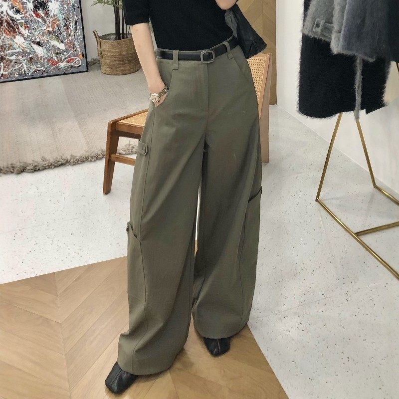 2026春季新款美式复古宽松弯刀裤女设计感多口袋直筒休闲工装裤子,女装/女士精品,休闲裤,淘宝优惠券,粉丝福利购,淘宝优惠卷