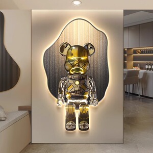 氛围灯玄关暴力熊装饰画潮流LED灯光画入户进门客厅挂画餐厅壁灯