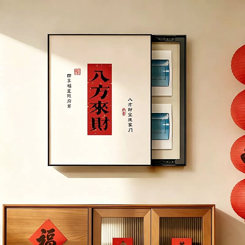 中式电表箱装饰画宋式美学配电箱图片