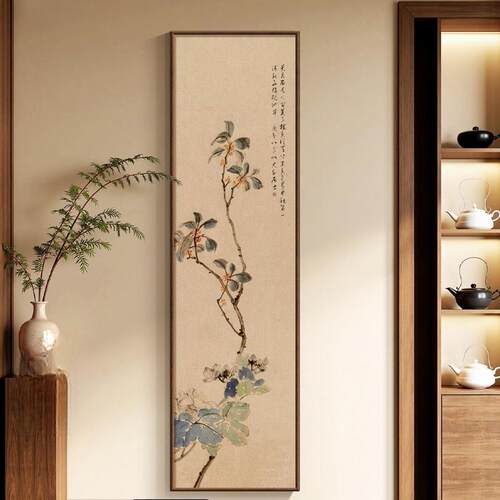 新中式正对门玄关风景山水装饰画