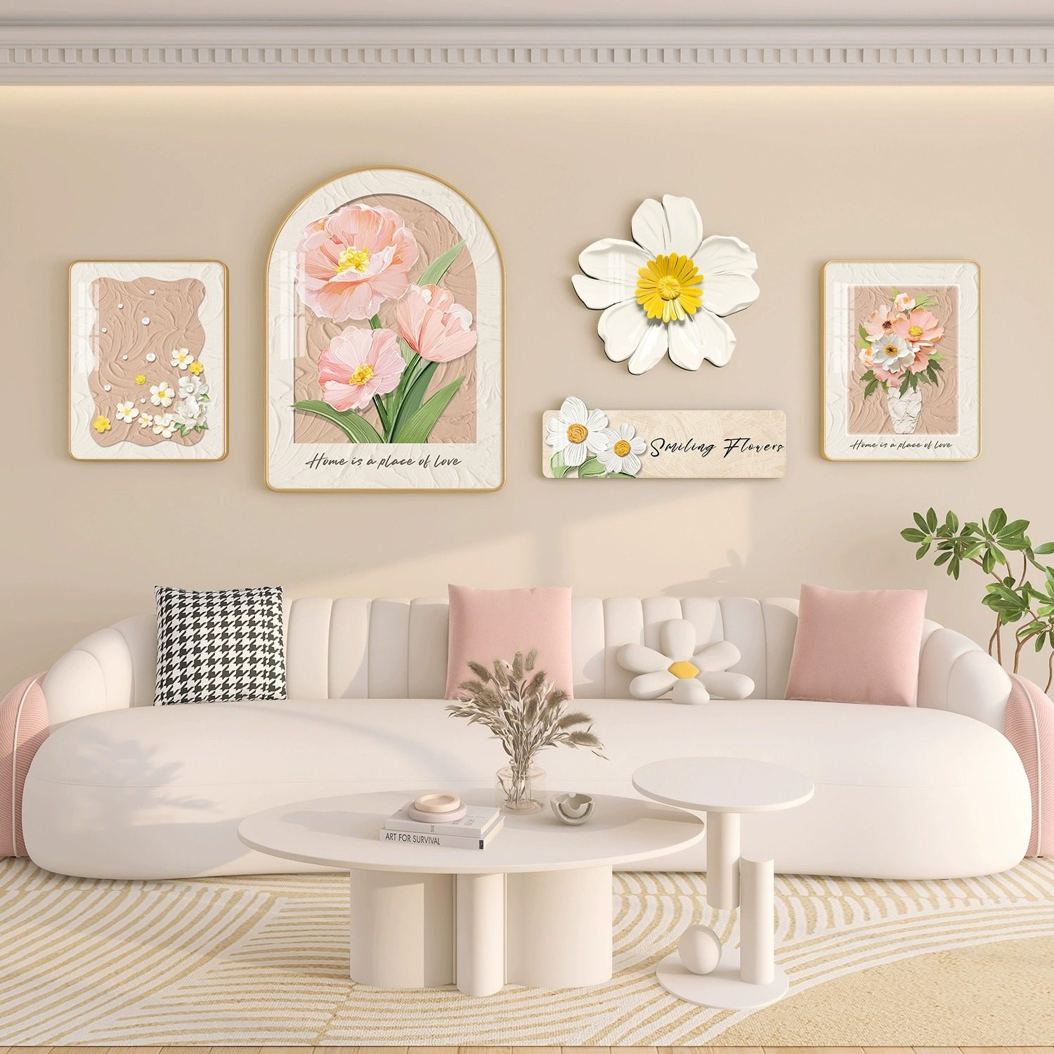 北欧奶油风客厅装饰画轻奢简约沙发背景墙组合挂画高级感餐厅壁画,家居饰品,现代装饰画,淘宝优惠券,粉丝福利购,淘宝优惠卷