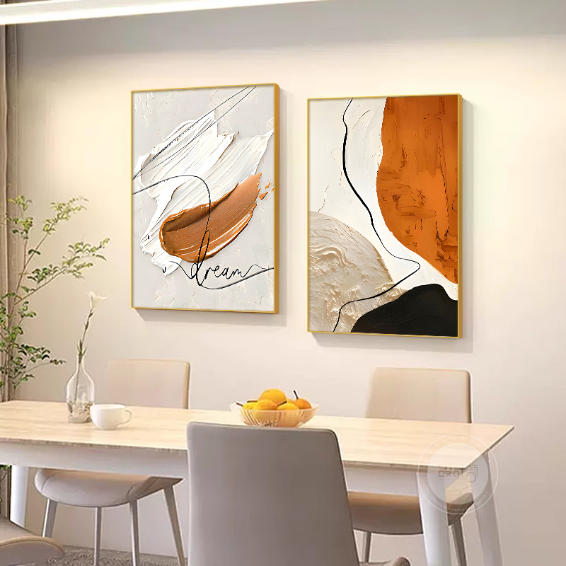餐厅挂画高级客厅抽象装饰画卧室床头画艺术酒店双联2025新款壁画图片