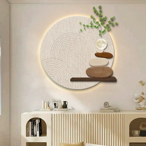 玄关时来运转立体感奶油风背景画
