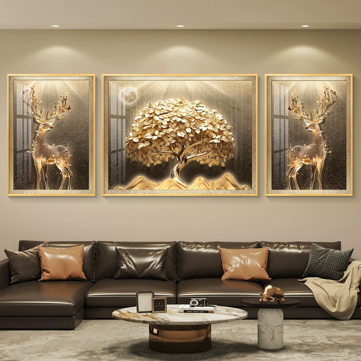 2025新款轻奢大气客厅挂画高级感