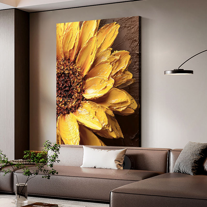 向日葵客厅沙发落地高级感玄关画