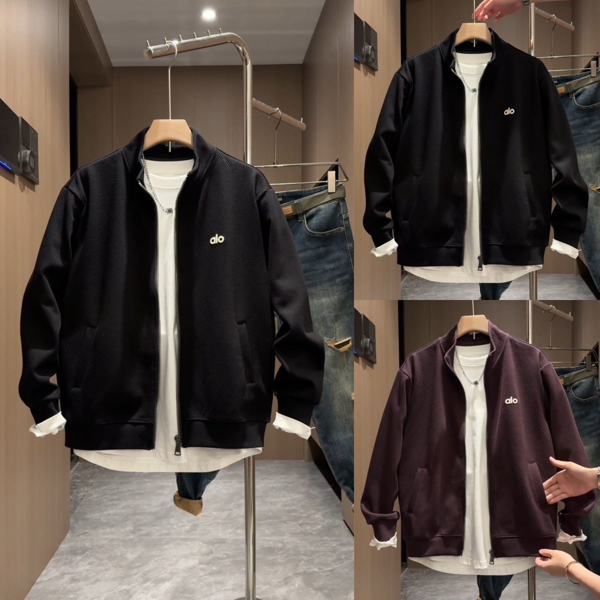 alo衣服男装ins设计师新款潮牌刺绣百搭简约男士休闲夹克开衫外套